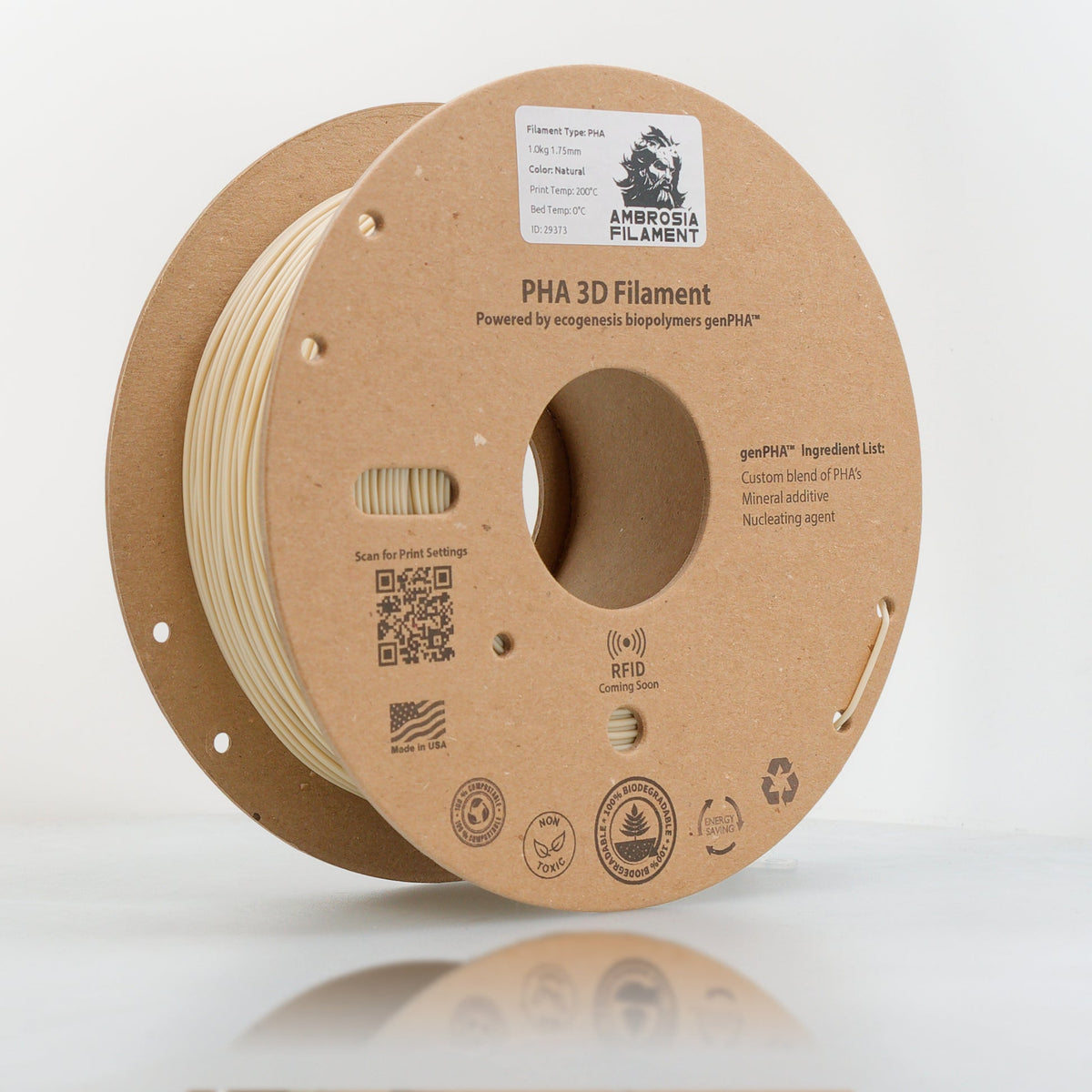 Ambrosia PHA Filament 1KG 1.75mm - Earth Friendly Filament for Everyone