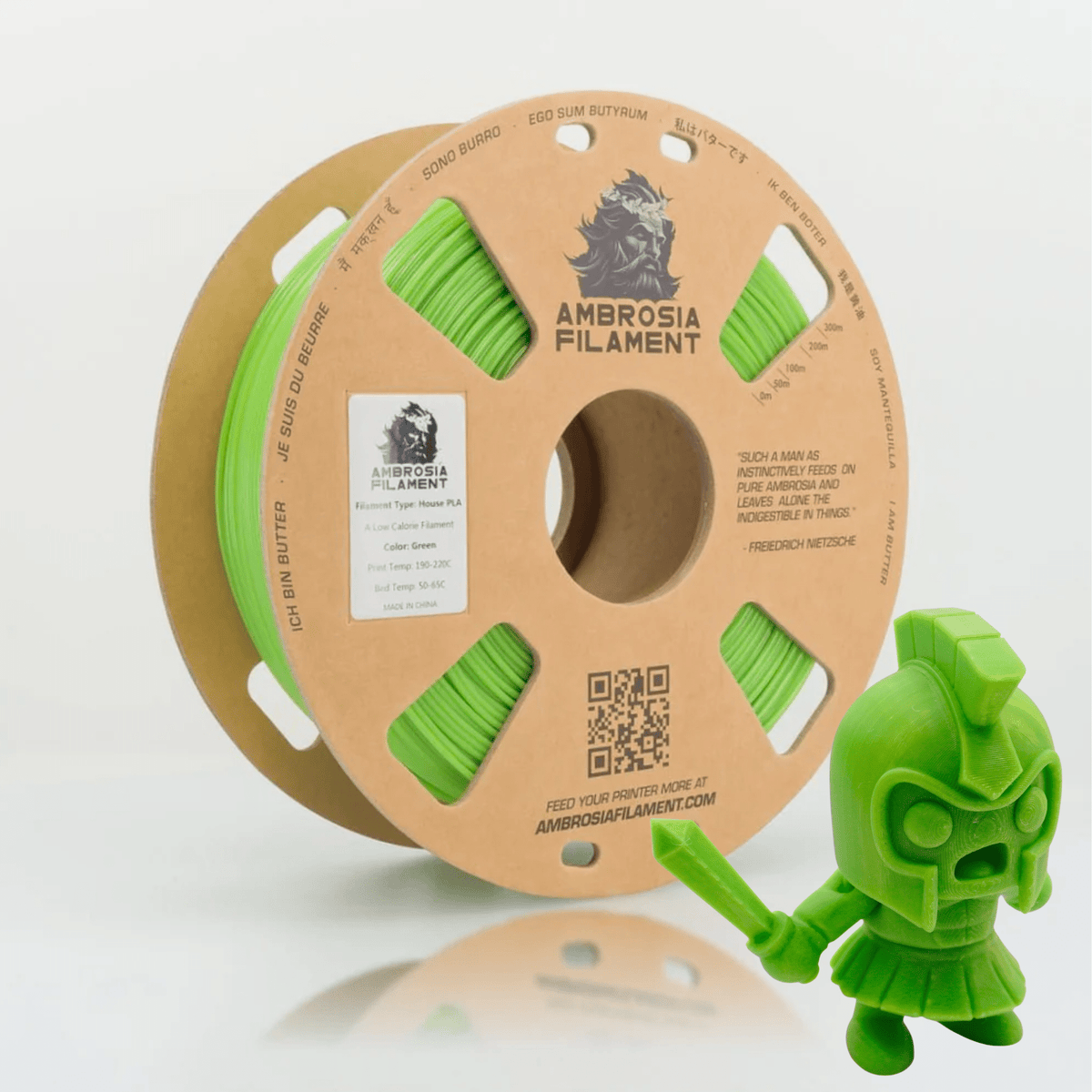 AMBROSIA PLA Filament of the Gods - 1KG Bambu AMS Friendly Cardboard Spools Premium 3D Printing Filament