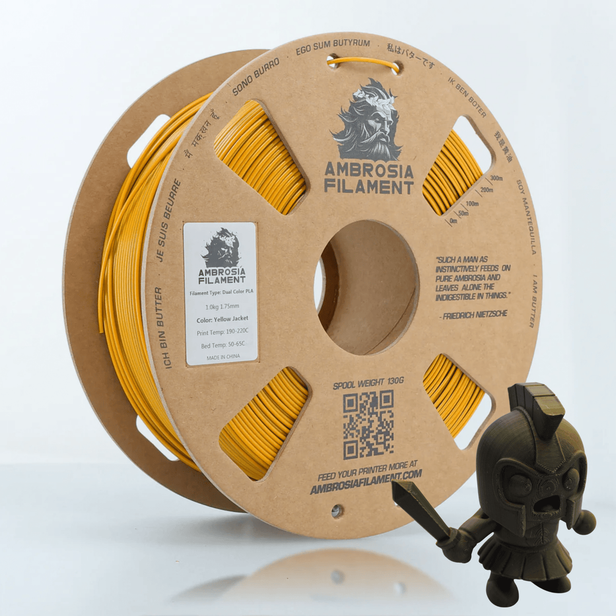AMBROSIA PLA Filament of the Gods - 1KG Bambu AMS Friendly Cardboard Spools Premium 3D Printing Filament