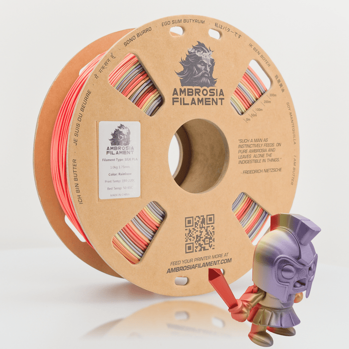 AMBROSIA SILK PLA Filament of the Gods - 1KG Bambu AMS Friendly Cardboard Spools Premium 3D Printing Filament