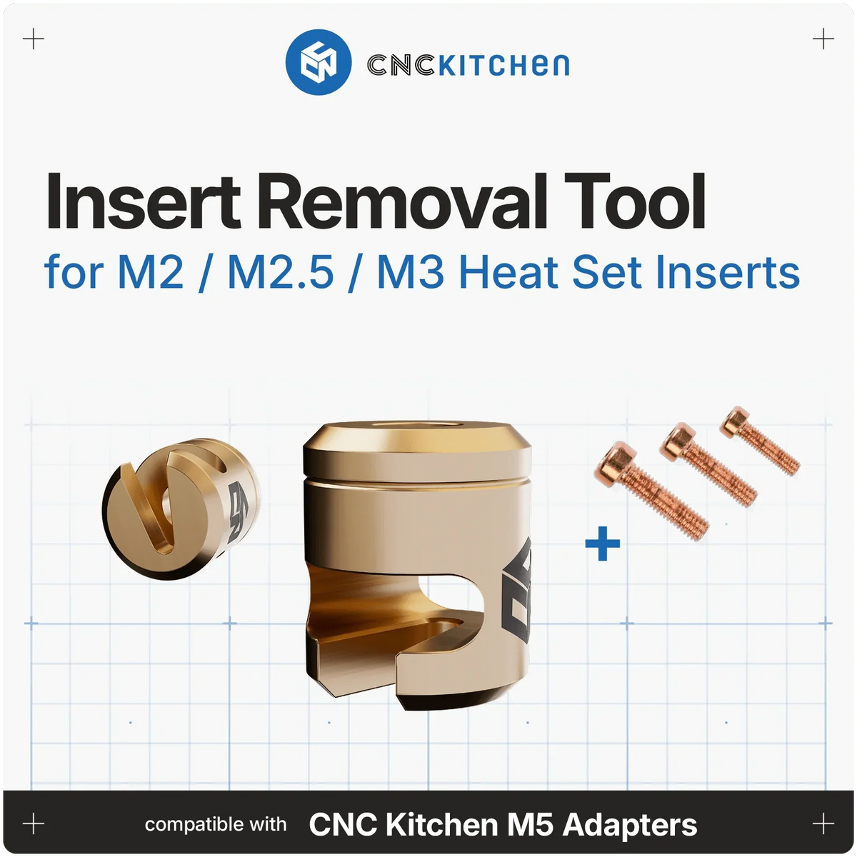 CNC Kitchen Insert Removal Tool for M2, M2.5 and M3 Heat Sets