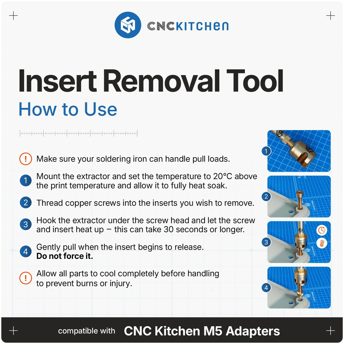 CNC Kitchen Insert Removal Tool for M2, M2.5 and M3 Heat Sets